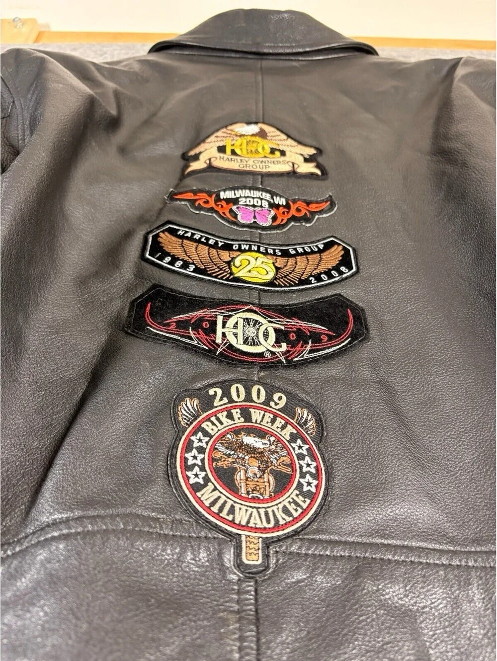 Vintage Wilsons Leathers Motorcycle Jacket Size Large With Harley Patches